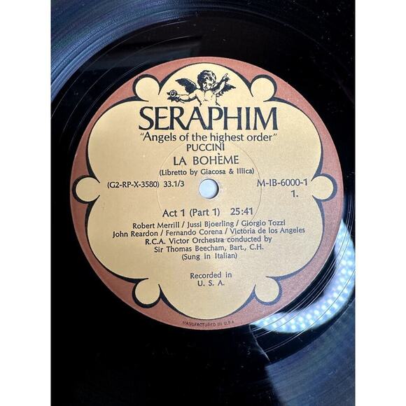 Puccini La Boheme Sir Thomas Beecham Vinyl Box Set Seraphim Records - Picture 7 of 8